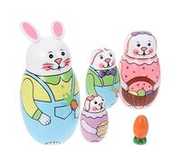 RORPOIR Wooden Easter Nesting Doll Set Rabbit Painted Russian Doll Matryoshka Safe For Boys and Girls Home Decor