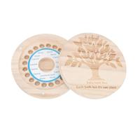 RORPOIR Wooden Tooth Box Keepsake Organizer for Baby and Kid Milk Teeth Memorial Box Round Design to Collect and Fetal Hair Keepsake for Cherished Memories