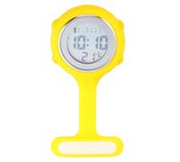 RORPOIR Yellow Nurse Pocket Watch with Timer and Alarm, Glass Mirror and Alloy Material, Portable Silicone Brooch Fob Watch for Nurses and Doctors, Stylish and Modern Design