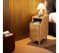 Rorquscade Bedside Table Wood Nightstand With Drawers End Table With Solid Wood Legs Durable Convenient Bed Side Table For Bedroom Entryway Hallway College Dorm(Natural,25x40x50cm)