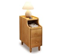 Rorquscade Small Bedside Table Wood Nightstand For Bedroom Side Table With Storage No Assembly Required End Table Bedroom Furniture Organize Essentials(Natural,25x40x50cm)