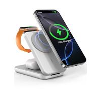 RORRY 3 in 1 Wireless Charging Station, 10000mAh Portable Powerbank for Magsafe iPhone 16/15/14/13/12, Magnetic Foldable Charger Stand for Apple Watch AirPods, PD 20W USB-C Power Bank for Samsung