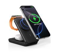 RORRY 3 in 1 Wireless Charging Station, 10000mAh Portable Powerbank for Magsafe iPhone 16/15/14/13/12, Magnetic Foldable Charger Stand for Apple Watch AirPods, PD 20W USB-C Power Bank for Samsung
