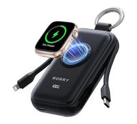 RORRY CharmGo Portable Charger 45W Fast Charging, 10000mAh Keychain Power Bank with Built-in Cables, Battery Pack for iPhone 17/16/15/14/13/12/11 Pro/Max and Apple Watch Ultra/11/10/9/SE, iPad,Black