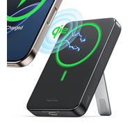 RORRY for Magsafe Battery Pack, Qi2 Certificated 10,000mAh Fast Charging Magnetic Power Bank, 20W USB C Portable Wireless Charger for iPhone with Foldable Stand, Compatible with iPhone 16/15/14,Black