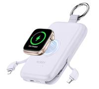 RORRY Portable Charger, 10000mAh PD 20W Fast Charging Portable Charger Power Bank with Built in Cables, Travel Battery Pack for iPhone 17/16/15/14/13/12 and Apple Watch Ultra/11/10/9/8/7/6/5, Purple