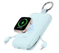 RORRY Portable Charger, 10000mAh PD 20W Fast Charging Portable Charger Power Bank with Built in Cables, Travel Battery Pack for iPhone 17/16/15/14/13/12 and Apple Watch Ultra/11/10/9/8/7/6/5, Blue