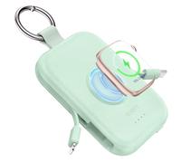 RORRY Portable Charger, 5000mAh Portable Charger Power Bank with Built-in Cables, Travel Keychain Battery Pack for iPhone Air/17/16/15/14/13/12, Apple Watch Ultra/11/10/9/8/7/6/SE, Green