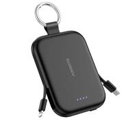 RORRY Portable Charger 5000mAh Power Bank with Built-in 2 Cables - Black