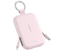 RORRY Portable Charger 5000mAh Power Bank with Built-in 2 Cables -Pink