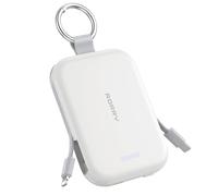 RORRY Portable Charger 5000mAh Power Bank with Built-in 2 Cables - White
