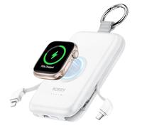 RORRY Power Bank with Built in USB-C/iOS Cables, 10000mAh PD 20W Portable Charger with 3 Outputs, Powerbank Fast Charging Compatible with iPhone 16/15/14 Series, Samsung, Apple Watch and AirPods