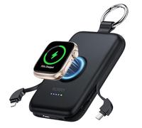 RORRY Power Bank with Built in USB-C/iOS Cables, 10000mAh PD 20W Portable Charger with 3 Outputs, Powerbank Fast Charging Compatible with iPhone 16/15/14 Series, Samsung, Apple Watch and AirPods