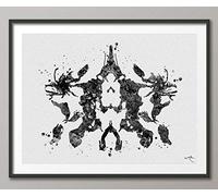 Rorschach Inkblot Test Card 10 Black Watercolor Print Psychology Psychiatry Wall Art Psychotherapist Psychologist Office Medical Art-1284