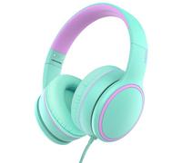 RORSOU R10 Over-Ear Headphones with Microphone, Lightweight Folding Stereo Bass Headset with 1.5M No-Tangle Cord, Portable Wired Headphones for Smartphone Tablet Computer MP3 / 4 (Green)
