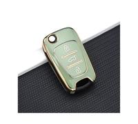 RORVECQ For Hyundai For Elantra For Accent I20 I30 Ix35 Car Flip Key Case Cover Shell Fob Keychain(Gold green)