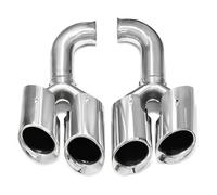 RORVECQ Quad Car Exhaust Tip For Cayenne 958 2011 2012 2013 2014 304 Stainless Steel Muffler Tip Nozzle Tailpipe Exhaust System Tuning Tip(Silver B Long)