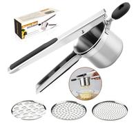 Roryimke 15oz Potato Ricer Heavy Duty Stainless Steel 3 Interchangeable Discs Potato Masher Spaetzle Maker with Silicone Handle, Ricer Kitchen Tool Perfect Ricer for Mashed Potatoes for Kitchen