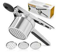 Roryimke Potato Ricer Potato Masher Spaetzle Maker Potato Press for Kitchen | 15oz Potato Ricer Heavy Duty Stainless Steel 3 Interchangeable Discs with Silicone Handle Kitchen Tool for Kitchen