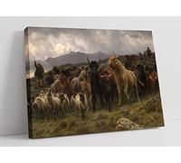 Rosa Bonheur Highland Raid - Highland Cow Canvas Wall Art Picture Print - 45 inch wide x 30 inch high (Frame Depth 30mm)