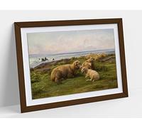 Rosa Bonheur, Sheep By The Sea Framed Wall Art Print Picture - A1 - Walnut Frame