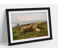 Rosa Bonheur, Sheep By The Sea Framed Wall Art Print Picture - A2 - Black Frame
