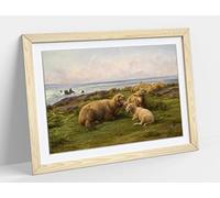 Rosa Bonheur, Sheep By The Sea Framed Wall Art Print Picture - A2 - Light Oak Frame