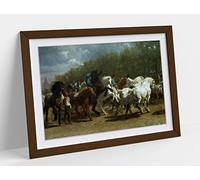 Rosa Bonheur, The Horse Fair Framed Wall Art Print Picture - A4 - Walnut Frame