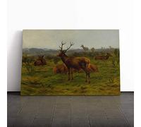 Rosa Bonheur The Stag and Deer Canvas Print | Gallery Wrapped 30mm Frame Wall Art | 20x14 inches | Ready to Hang | Modern Animals Picture | Living Room Bedroom Lounge Office