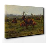 Rosa Bonheur The Stag and Deer Canvas Print | Gallery Wrapped 30mm Frame Wall Art | 30x20 inches | Ready to Hang | Modern Animals Picture | Living Room Bedroom Lounge Office