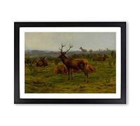 Rosa Bonheur The Stag and Deer Framed Print | A2 Black Framed Wall Art | Ready to Hang | Modern Animal Picture | Living Room Bedroom Lounge Office
