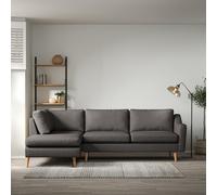 Rosa Curve Soft Woven Corner Chaise Sofa with Light Wood Legs (Left Facing) Charcoal