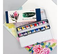 Rosa Gallery Set of Watercolors Botanical Unique Palette, Full Pans 2.5ml, Metal Case, Extra Fine Professional Watercolours (14 Full Pans)