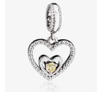Rosa Lea August Birthstone Heart Dangle Charm AM-2THB004204-Light Yellow