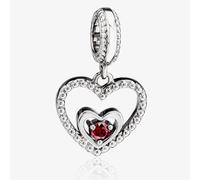 Rosa Lea January Birthstone Heart Dangle Charm AM-2THB004204-Dark Red