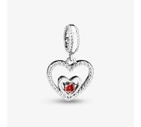 Rosa Lea January Birthstone Heart Dangle Charm AM-2THB004204-Dark Red
