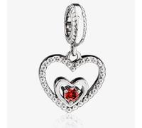 Rosa Lea July Birthstone Heart Dangle Charm AM-2THB004204-Red