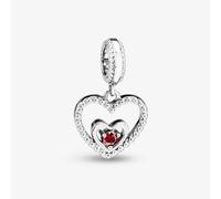 Rosa Lea July Birthstone Heart Dangle Charm AM-2THB004204-Red