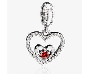 Rosa Lea July Birthstone Heart Dangle Charm AM-2THB004204-Red