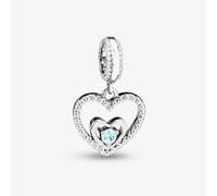 Rosa Lea March Birthstone Heart Dangle Charm AM-2THB004207-Light Blue