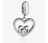 Rosa Lea March Birthstone Heart Dangle Charm AM-2THB004207-Light Blue
