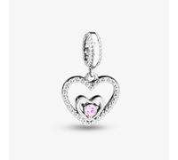 Rosa Lea October Birthstone Heart Dangle Charm AM-2THB004204-Pink