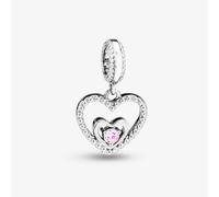 Rosa Lea October Birthstone Heart Dangle Charm AM-2THB004204-Pink
