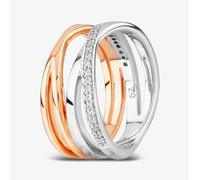 Rosa Lea Pave Cross-Over Double Ring BJ-R2686CRG - 52 (L 1/2)