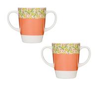 Rosa Lifestyle 2 Handled Peach Coffee Mug (2 Pack)