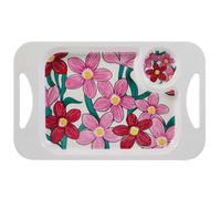Rosa Lifestyle Pink Floral Lightweight Melamine Snack Tray with Handles - Rectangular 33.8cm x 20.6cm - Lightweight Tea & Sandwich Tray - 345g
