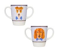 Rosa Lifestyle Premium Melamine 2 Handled Dog Coffee Mug 400ml (2 Pack)