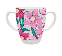 Rosa Lifestyle Two Handled Melamine Mug - Lightweight 126g, 400ml/14oz Capacity - Adult Drinking Mug, Drinking Cup, Sippy Cup for Adults (Pink Floral)