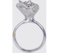 ROSA MARIA Silver Ring with Set Emeralds - Size: 55 - female