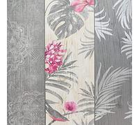 Rosa Panel Birds Motif Luxury Wallpaper Belgravia Grey Blush Charcoal from YöL
